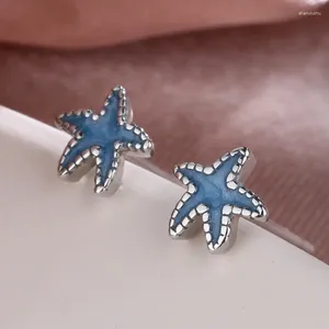 Orecchini per borchie Trendy Silver Color Blue Starfish Simple Smalyle for Women Girl Gift Fashion Gioielli Dropship Wholesale all'ingrosso