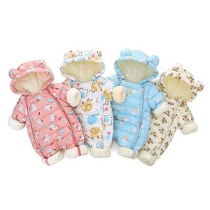 Coats 2021 Yenidoğan Bebek Kış Tulum Kapşonlu Artı Kadife Sıcak Yük atanlar Kıyafetler Kız Kız Snowsuit Toddler Bebek Tulumları Kat 024m