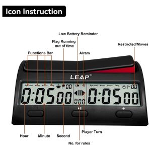 Clocks Leap Chess Clock Chess Clock Game Timer med 7 Typ 38 Timing Set -lägen Professional