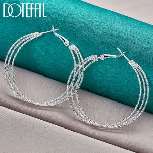 Örhängen Doteffil 925 Sterling Silver Round Three Circle 50mm Hoop Earrings For Woman Wedding Engagement Party Fashion Charm smycken