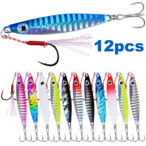 Acessórios 12pcs colher de metal gabaritos de pesca de carpa 7g 12g 17g 22g 30g 40g Crankbait Jig Spoons Wobbler Bait Sea Fishing Lures Pesca