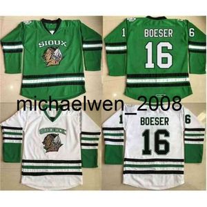 Kob Weng N D Hockey Jersey 2 Stecher 9 Caggiula 16 Brock Boeser 33 Cam Johnson 100 ٪ Bightings Siouxs Dakota Hockey Jerseys