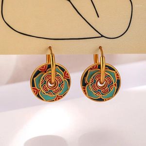 Hoop Earrings Original Chinese Style Multi Wearing Colored Enamel Drip Oil With High-end Ethnic Retro For Women R02