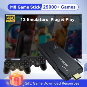 Konsole M8 Game Stick 4K UHD retro Console z ponad 25000 gier dla PS1/MAME/FC/GBA/MB Porodble Game Box z kontrolerem bezprzewodowym 2.4G