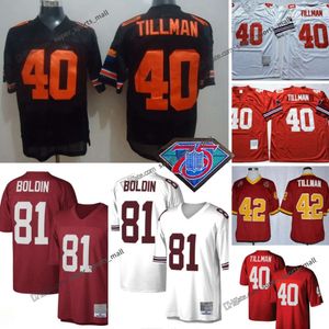 Trowback Football 40 Pat Tillman 2000 Maglie da calcio Casa a buon mercato Red White 81 Anquan Boldin 42 Pat Tillman Stitched Jersey