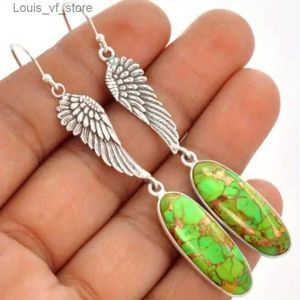 Dangle Shandelier Exquisite Wing Design Oval Synthetic Gems Decor Decor Earrings Bohemian Vocation Story Tourism Souvenir H240423