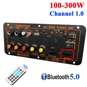 Amplificatore Bluetooth Amplificier Board 100w300w 110V/220V/12V/24V Supporto amplificatore digitale Dual Microfono MP3 Player Subwoof per altoparlante 48OHM