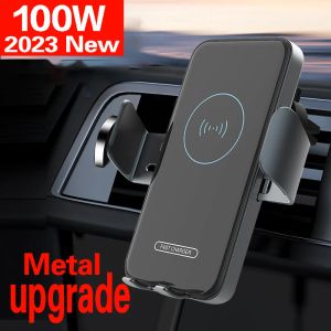 Chargers Wireless Car Charger Dual Coil Car Phone Holder For Samsung Galaxy Z Flip 4 3 2 S22 iPhone15 14 13 Snabb laddningsstation