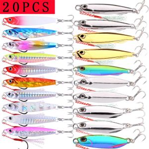 Accessoires 20pcs Metall Jigs Fischereiköder Set 60G 80G Trolling Hard Baits Bass Fishing Bait Tackle Forus Jigging Lure Jig sinking Köder