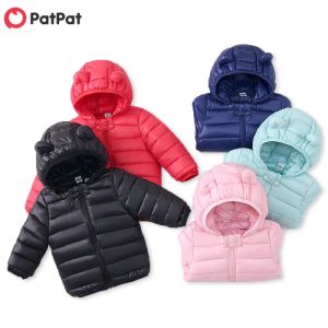 Coats PatPat New Autumn and Winter Baby Toddler Stylish 3D Ear Print Solid Hooded Down Coat for Baby Boy and Girl Coat Clothing