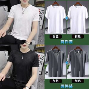 Breathable Mesh Quick Drying T-shirt, Summer Ice Silk Short Sleeved Men's Loose Plus Size Sports Versatile Top Trend