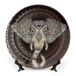 Decorative Figurines Elephants Showing Affection Art African Print Ornament Display Plate For Fine Dining Upscale Events Dinner Parties