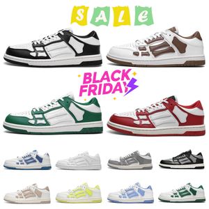 Designer Men Sneake Casual Shoes Skel Top Low äkta läder sneaker Triple White Lime Black Grey Orange Lilac Purple Rose Pink Women Sports Trainers Sneakers