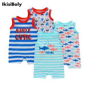 Jednopokurami 012m Baby Boy Rompers Ubrania dla noworodków Małe dziewczynki Summer Short Sleeve 2 Pack Bodysise Ustaw małe bawełniane kombinezony 2021