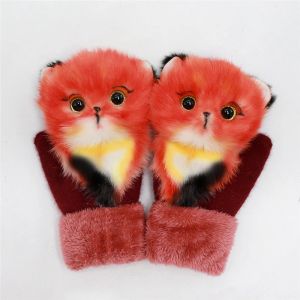 Аксессуары животные кошка собака Панда Хаски Unicorn Fox Parentchild Mittens Зима густые теплые принцессы перчатки