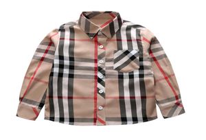 Клетчатая рубашка детская рубашка с длинным рукавом девочка высококачественная повседневная чистая хлопковые мальчики маленькая клетчатая рубашка B4064200841