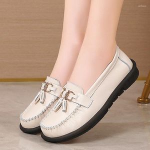 Scarpe casual femminile piatti a colori solidi in stile coreano per leisure versatili moca