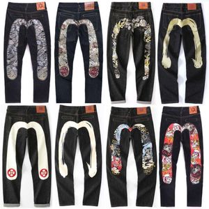 Nuovi profondi jeans di dio benedetti per uomini e donne con ricamo a lettere di grande M, stampati, dritti, sciolti, lunghi pantaloni alla moda 865318
