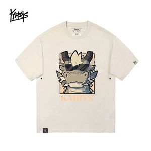 Designer Luxury Classic Ball Q Edition Dragon Summer Stor kort ärm T-shirt Män lösa par Kläder COSAL CO Märke Pure Cotton