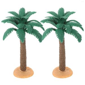 Decorative Flowers 2 Pcs Potted Plant PVC Simulation Cactus Decorate Miniature Trees Palm