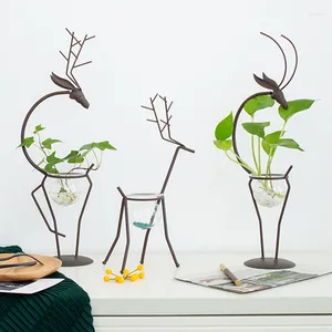 Vaser ins kreativa grön dill hydroponic glas vas rum sovrum järn konst små ornament skrivbordsdekoration