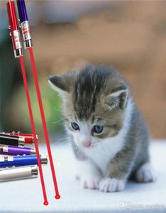 2in1 Red Laser Pointer Pen Nyckelring med vit LED -ljus SHOW Portable Infrared Stick Funny Cats Pet Toys With Retail Packing4776506