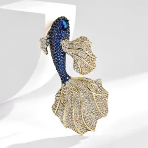 Spille squisite coda lunga coda spalla spalla di moda blu strass pesce animale di lusso di gioielli accessori per donne