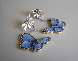 Dangle Chandelier Delicate Silver Color Enamel Butterfly Earrings for Women Vintage Jewelry Hollow Design Flower Drop Earring H240423