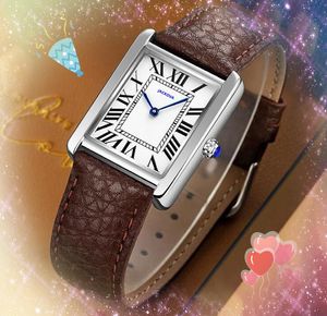 Fashion Square Small Simple Dial orologio da 28 mm in pelle di canotta canotta romano orologio tutti gli amanti del movimento del quarzo crimine importati orologi braccialetti a specchio in cristallo