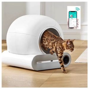 ボックストーンピー自動猫のごみ箱セルフクリーニングサンドボックスキャットトイレアプリコントロール65L大型ペットアレロスパラガト英語バージョン