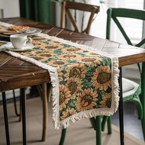 Tavolo bandiera olio dipinto stile girasole europeo di alto livello mobile tv bordo pranzo tavolo decorativo tavolo a strisce lunghe tovaglia