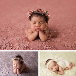 Kissen Neugeborene Fotografie Requisiten Hintergrund 145x150 cm 3D Blumenspitzendecke Kissen Set Baby Mädchen Foto Fotografie Accessoires