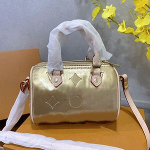 Lacquer Leather Pillow Bag Crossbody Shoulder Bag Women Tote Bag Clutch Bags Fashion Letter Print Zipper Open Lady Purse High Quality Designer Handbag Plain Color