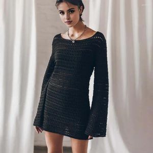 Women Knitted Cover-up Crochet Pattern Beach Sweater Stylish Swimsuit Coverup Dress For Bikini Cover Up