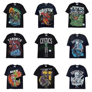 Erkek Tişörtleri Klasik WL T-Shirt Pamuk Sokak Giyim Anime Günlük Büyük Boy Basketbol Oyunları Yıldız Baskılı Kısa Kollu Üstler Tees