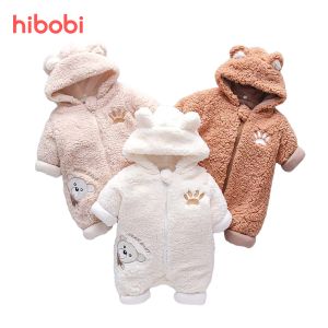 Endelar hibobi nyfödda spädbarn baby romper söt björn huva jumpsuit vinter varma snöar för babi pojke flicka outwear baby cothes