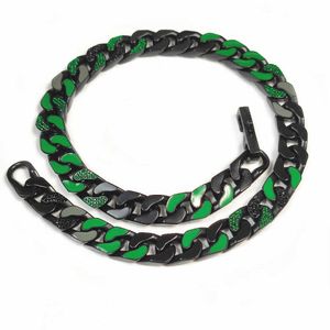 Instagram Hip Hop Fashion Simple Black Chain Green Lacquer Personlig trendig kubansk halsband