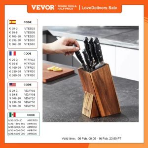 Processors VEVOR Universal Knife Holder Acacia Wood Knife Block Extra Large Knife Storage Holder with PP Brush Multifunctional Knife Rack