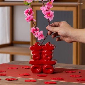 花瓶クリエイティブな花瓶の結婚式用品装飾3DレッドXI/花の形状の手工芸レトロホームパーティールームのレイアウト