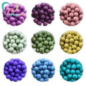 Halsketten 100 Stcs Herbstfarben Rotwein Senf Silicon Runde Perlen 9/12/15 mm Baby Zahne Halskette Schnuller Kette DIY Ball Perls Perlen