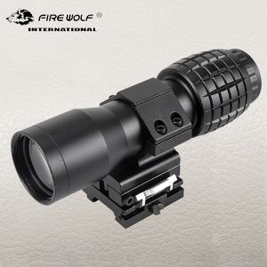 Scopes Fire Wolf Jagd Taktische 5 -fache Lupe Optical Sight rotes Punktgewehr Schnellflip -Scope Flip zur Seite 20mm Reittier für die Jagd