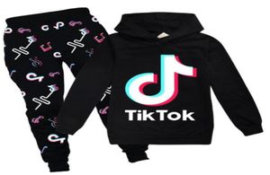 Tik Tok Set para Big Boy Girl Tracksuit Roupos Autumn Winter Tiktok Kid com capuz Sweatshirtprint Pant 2 PC Crianças Sport SU7552834