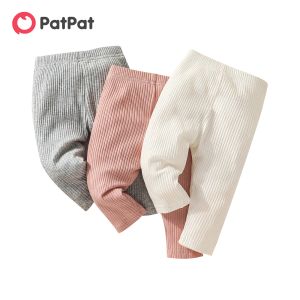 Hosen Patpat 3Pack Baby Girl 95% Baumwollrippenstrick -Leggings Set