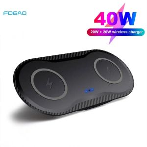 Chargers 40W Çift Koltuk Kablosuz Şarj Cihazı Samsung S23 S22 S21 2 İPhone 15 14 13 12 11 XS XR 8 AirPods 3 Pro