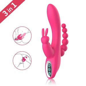 Sex Toys Cross G-Punkt drei Kopf vibrierende Stock, Hinterhof weiblicher Masturbator, Erwachsener Sexspielzeug Vibrator Dildo G R.