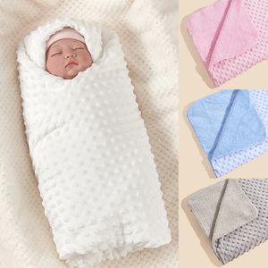 Minky Solid Color Crystal Velvet Bean Blanket Double Layer Super Soft Kids Swaddle Quilt 240417