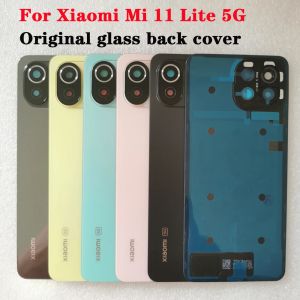 Aksesuarlar Xiaomi Mi için Yeni Orijinal 11 Lite Temperli Cam Arka Pil Kapağı Xiaomi Mi11 Lite 5G Telefon Muhafaza Kılıfı Yedek Parçalar