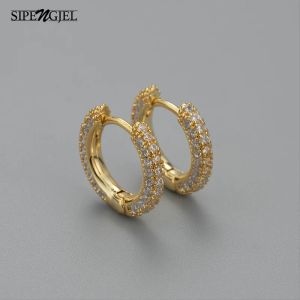 Earrings SIPENGJEL Cubic Zircon Hoop Earrings For Women Men Huggie Cartilage Cuff Round Circle Earrings Wedding Jewelry Accessory 2023