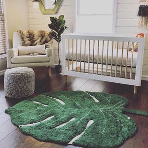 Tappeti Nordic Green Leaf Tappeto Cotton Kids Room Tappet Tappeto morbido Baby Girl Boy Area giochi per bambini Camera da letto Playmat Spring Home Nursery Decor