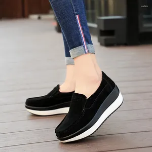 Casual Shoes Spring Autumn Women Flats Platform Loafers Ladies Work äkta läderkomfort mjuka mockasiner slip på Zapatos Mujer